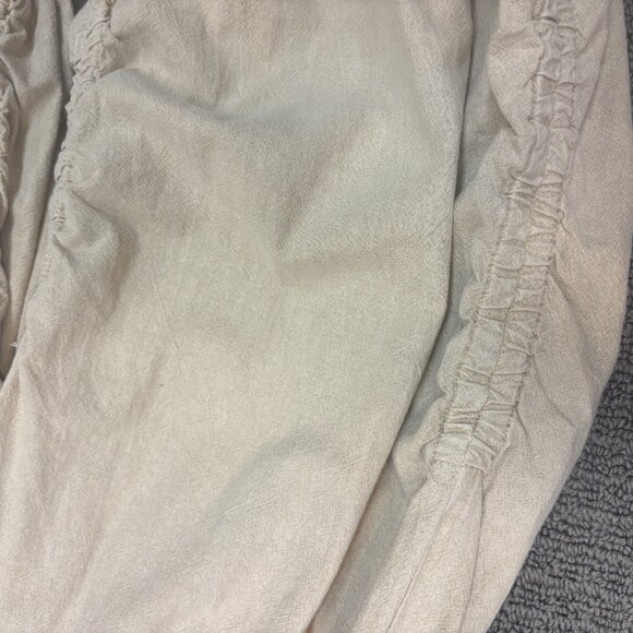 Free People Mixed Media One Piece Beige Sleeveless Jersey Knit Top Ruched Leg - Picture 9 of 14